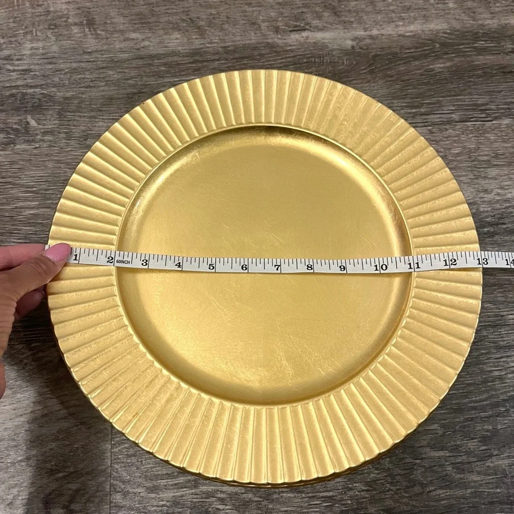 Lenox Gold Fluted Rim Charger Plates Set of 4 Metallic 13 Inch Dinner Decor